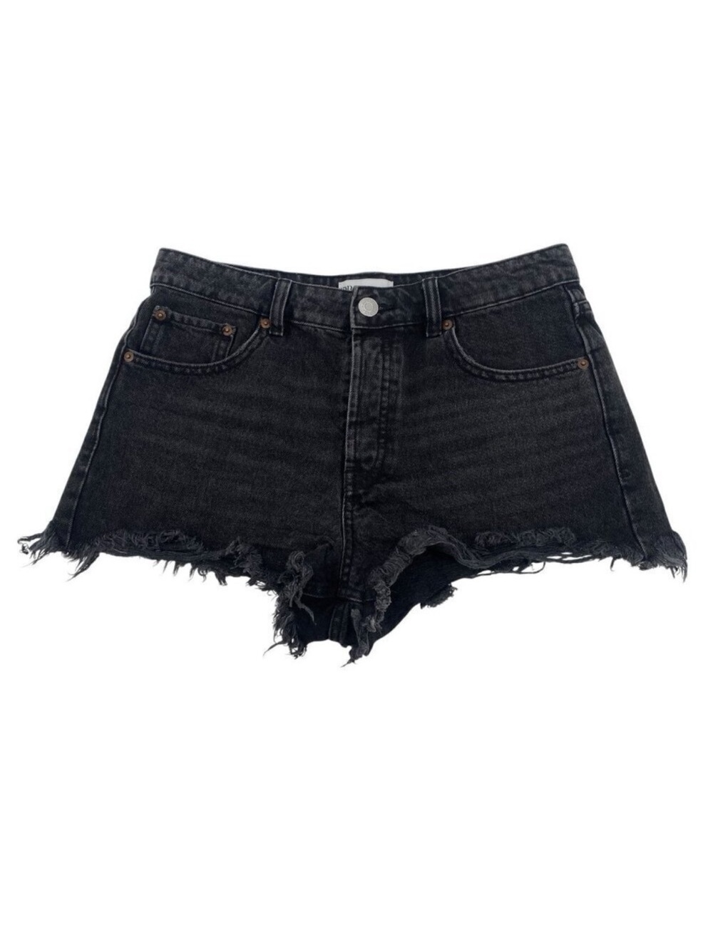 Zara Size 6 Black Denim Cut off shorts Boho Button Fly Bloggers Fave